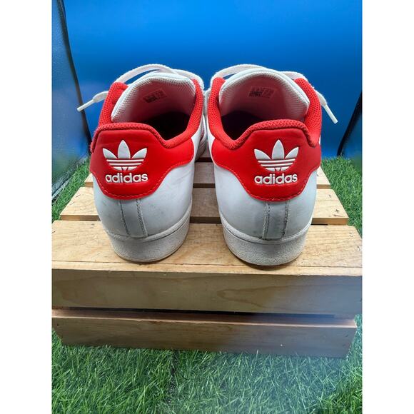 Adidas Superstar White Vivid Red Shell Toe Sneakers-Men\'s Size 13-GZ3741 Low Top main image 6